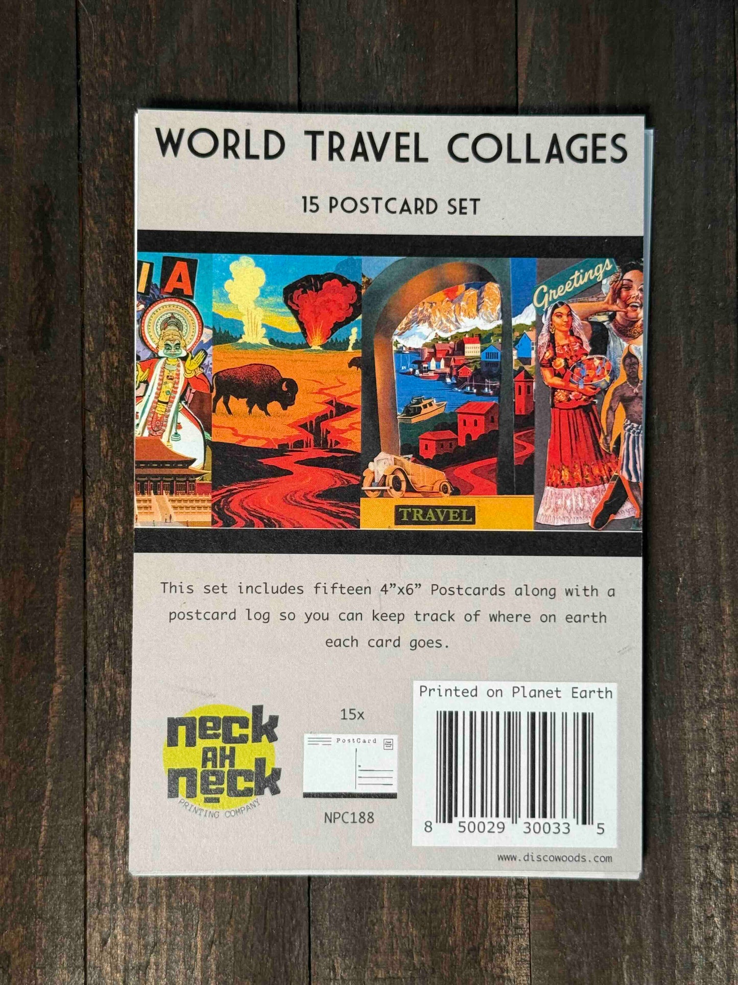 World Travel Collage Postcards - Set of 15
