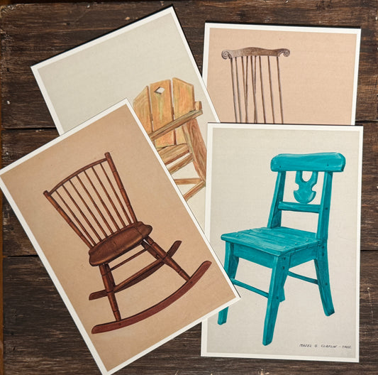 Vintage American Chair Postcard Set — 20 Illustrated Chair Postcards — Index of American Design — Furniture & Rustic Art Prints