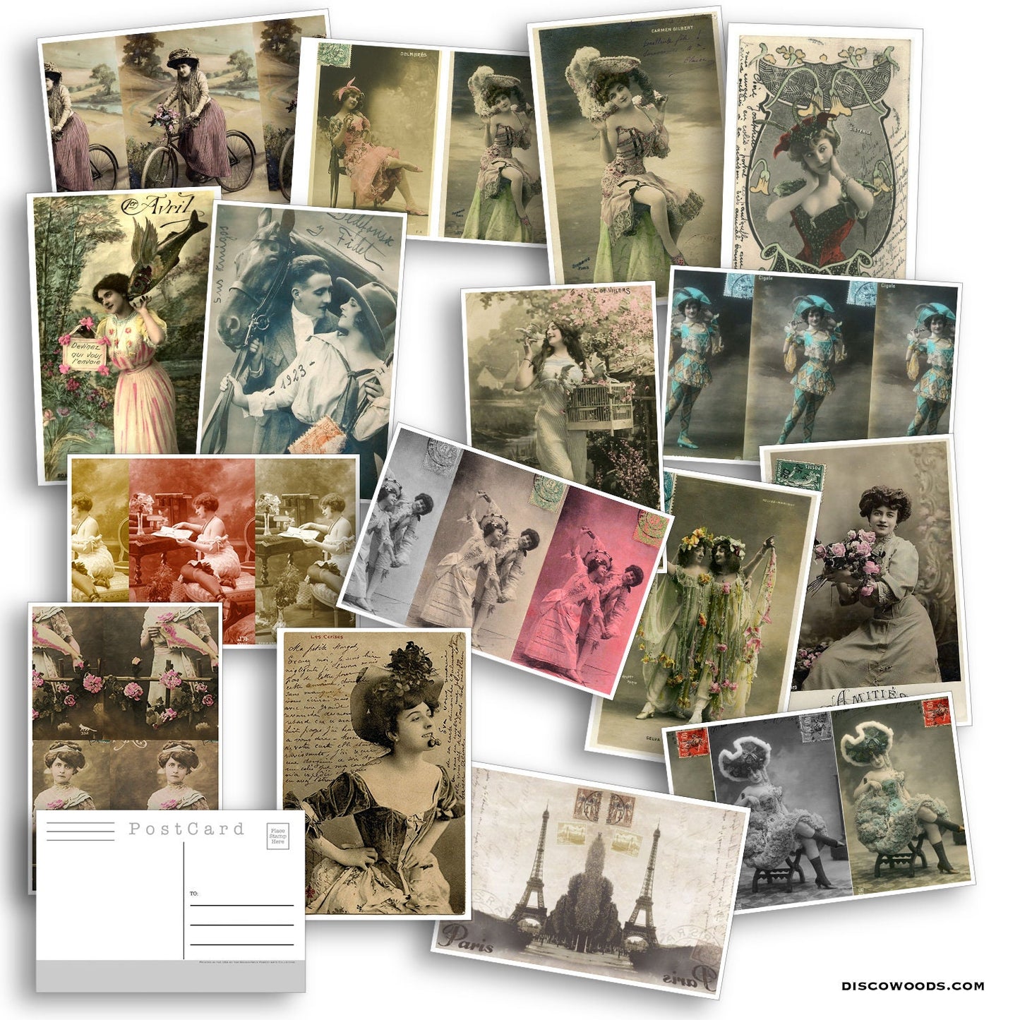 Vintage French Postcards- Set of 16