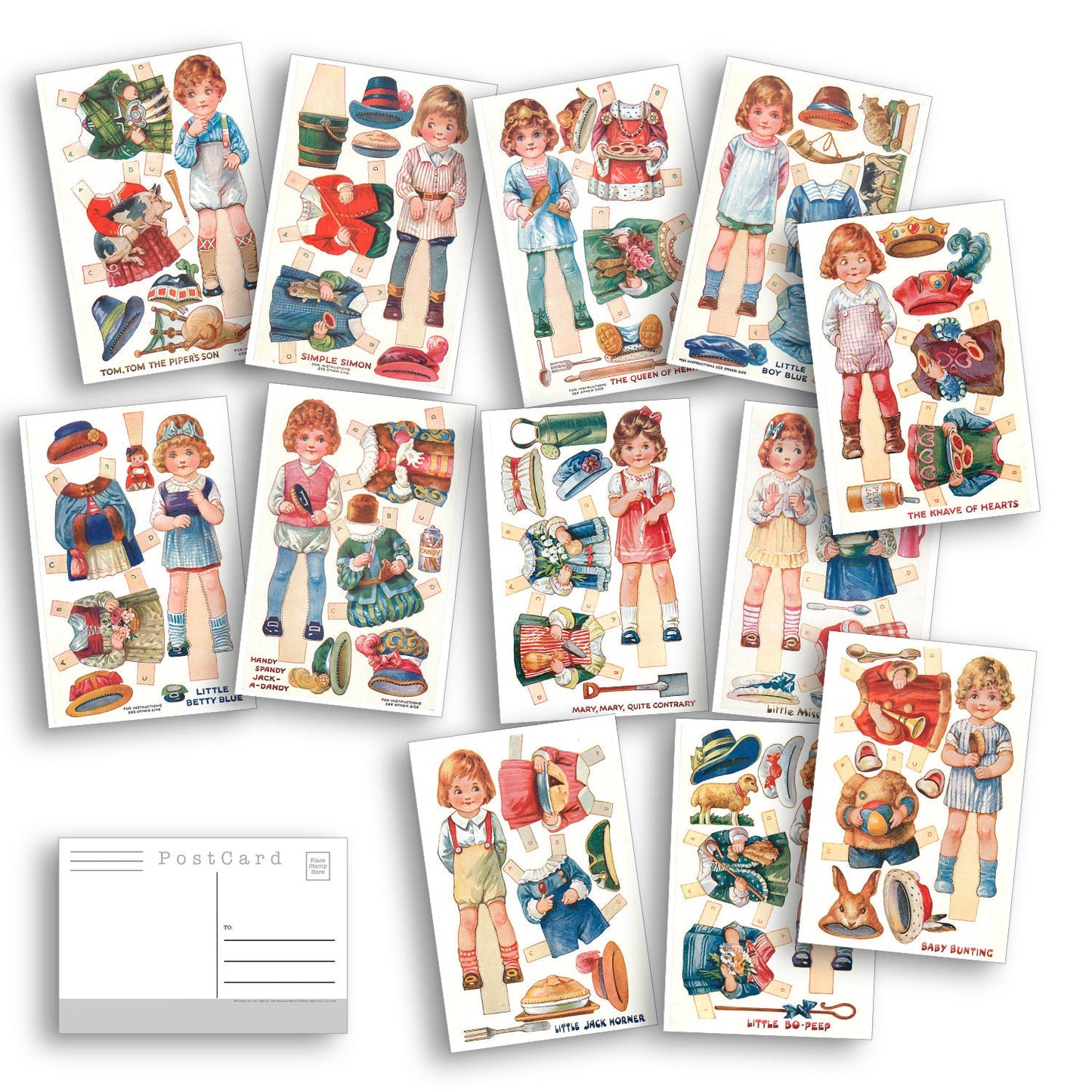 Paper Doll Postcards - Set of 18