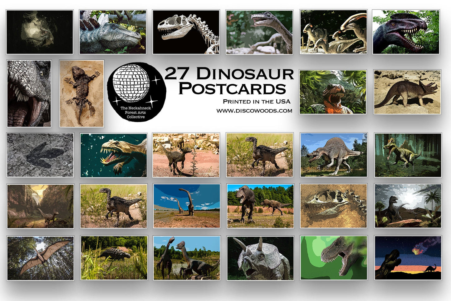 Dinosaur Postcard Set - Set of 27 Postcards - Dinosaur - Invitations - Scrapbooking Post Cards - Adventure - Fun for kids of all ages