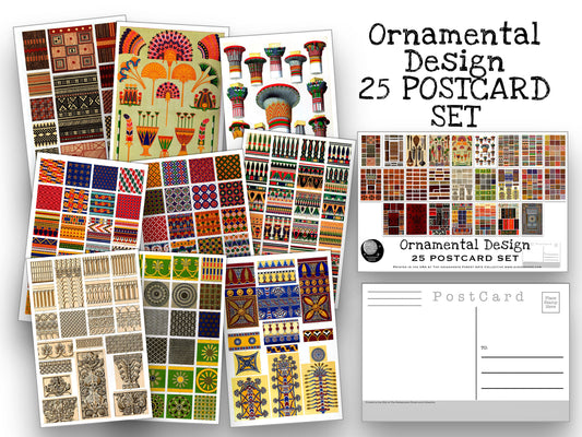Ornamental Design Postcards - Set of 25