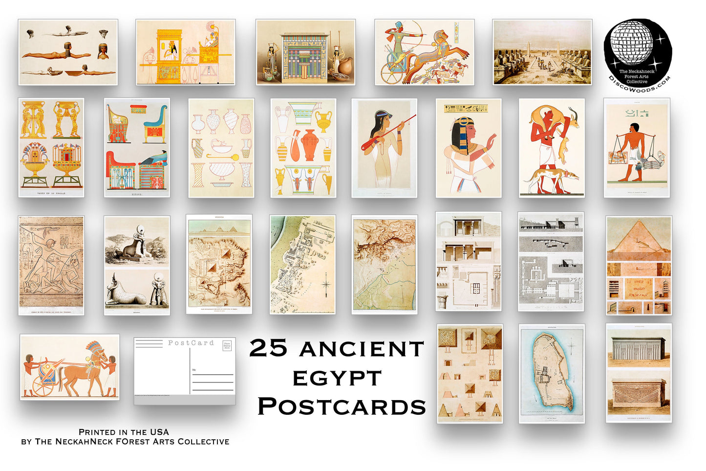 Ancient Egypt NEW Postcard Set - Set of 25 Postcards - Vintage - Ancient Art - Scrapbooking Post Cards - Historical - Hieroglyphics