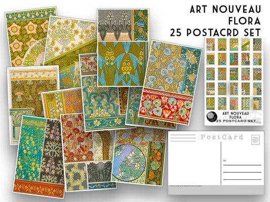 Art Nouveau Flora Postcards - Set of 25