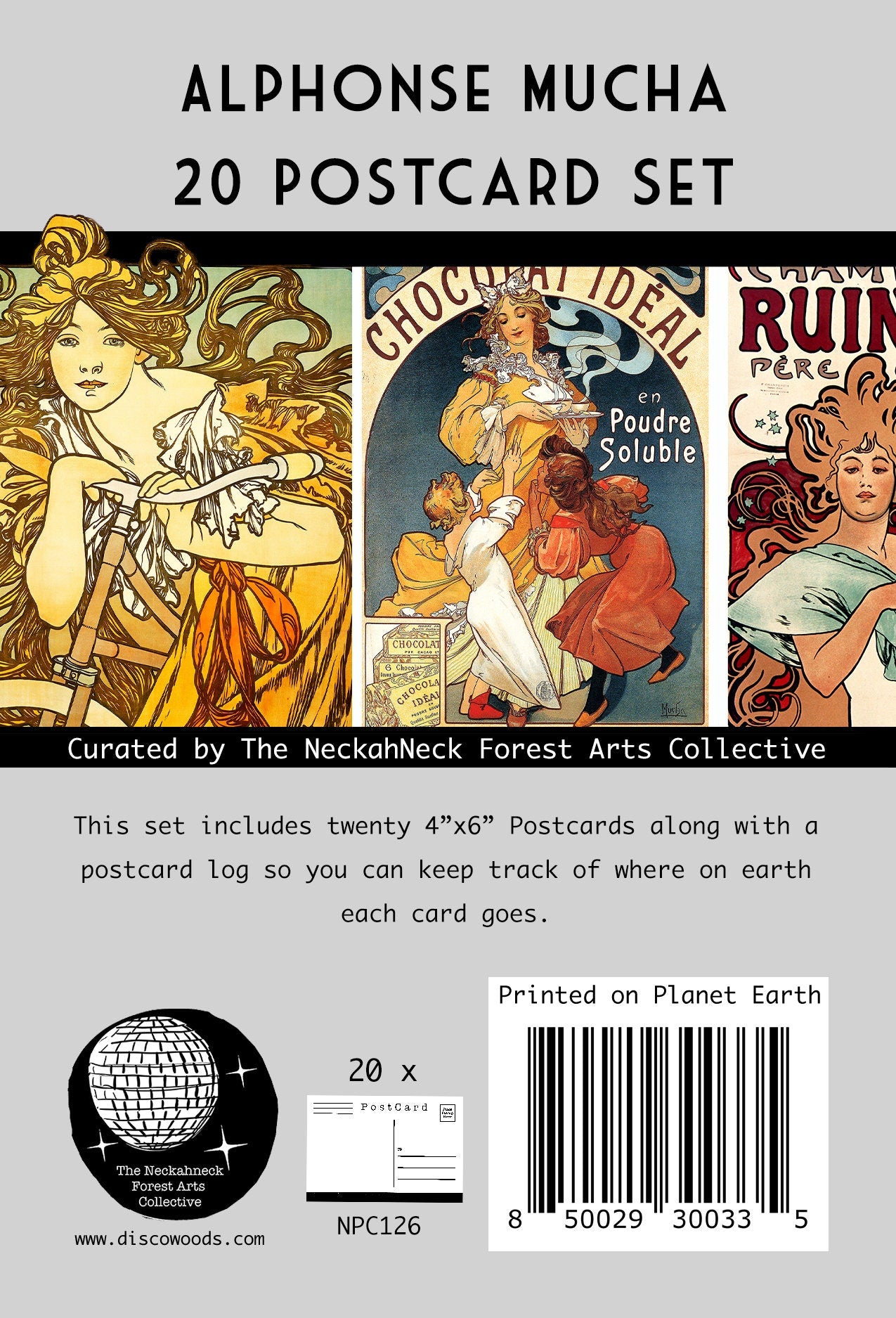 Alphonse Mucha Art Nouveau Paintings Postcards - Set of 20