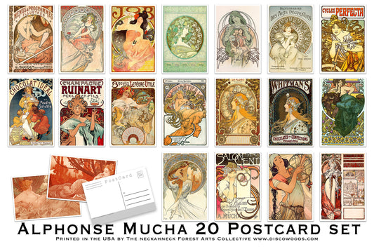 Alphonse Mucha Art Nouveau Paintings Postcards - Set of 20