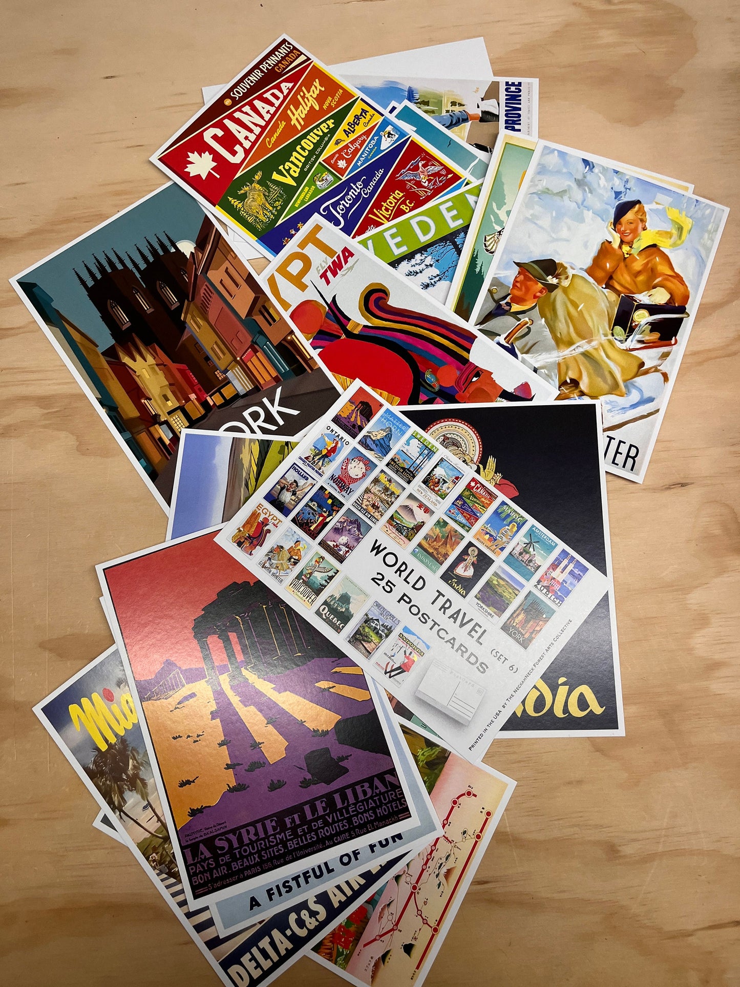 World Travel Postcard (Set 6) - Set of 25 Postcards - Vintage - Travel - Scrapbooking Post Cards - Adventure - home decor