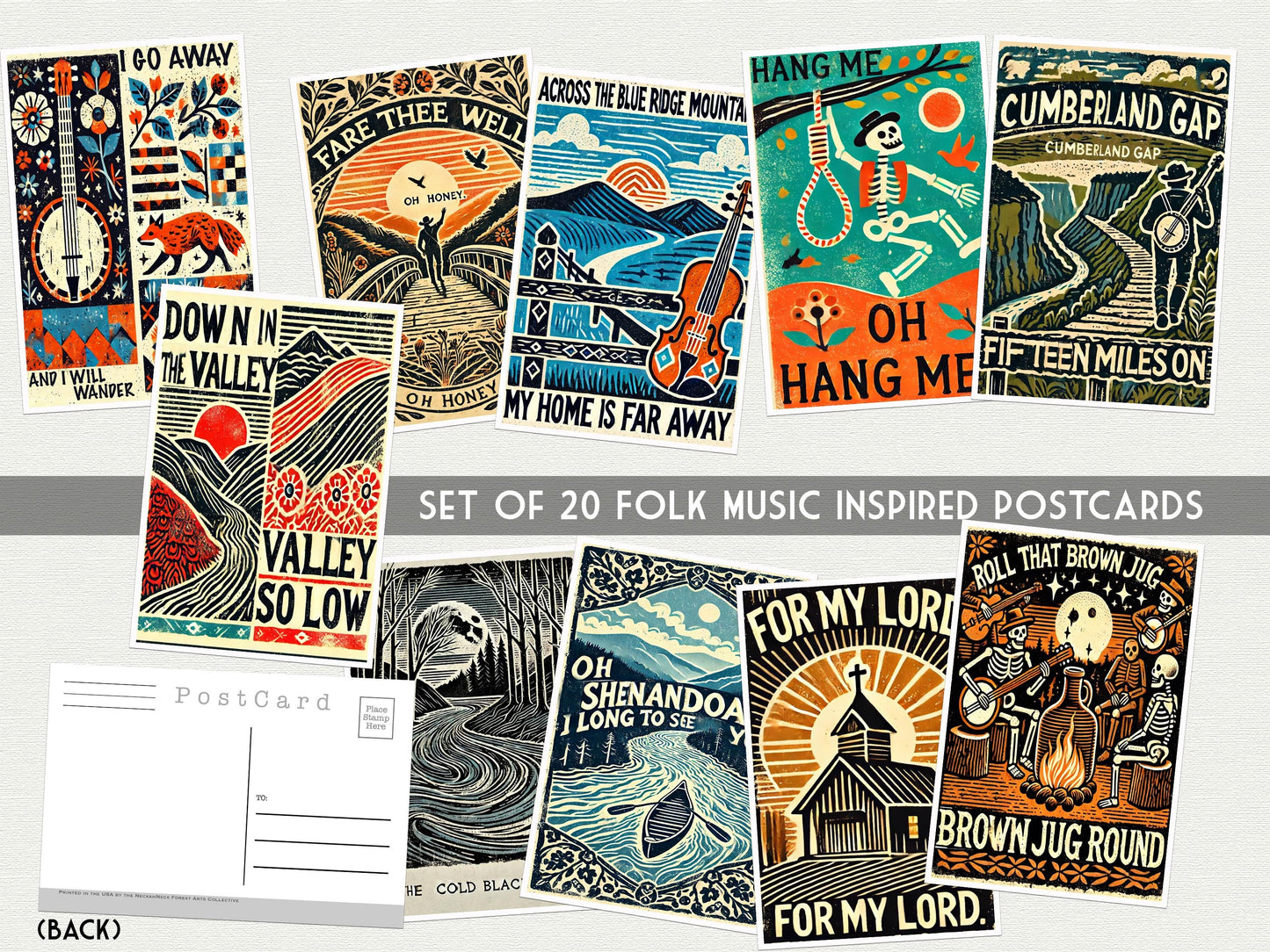 Appalachian Folk Music Postcards – Set of 20