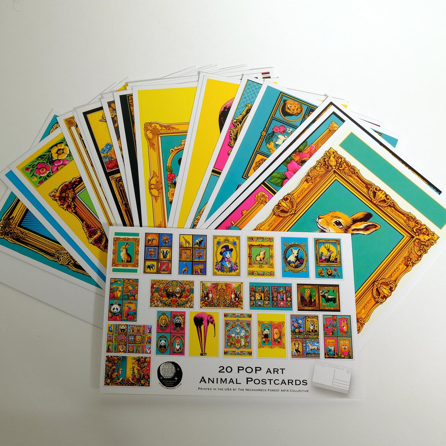Pop Art Animals Postcards – Set of 20