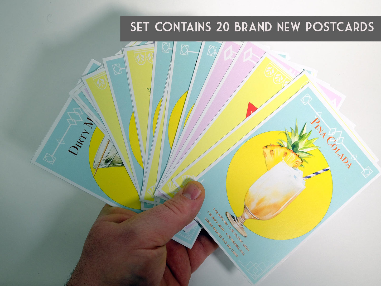 Cocktail Recipes (Set 1) Postcards  – Set of 20