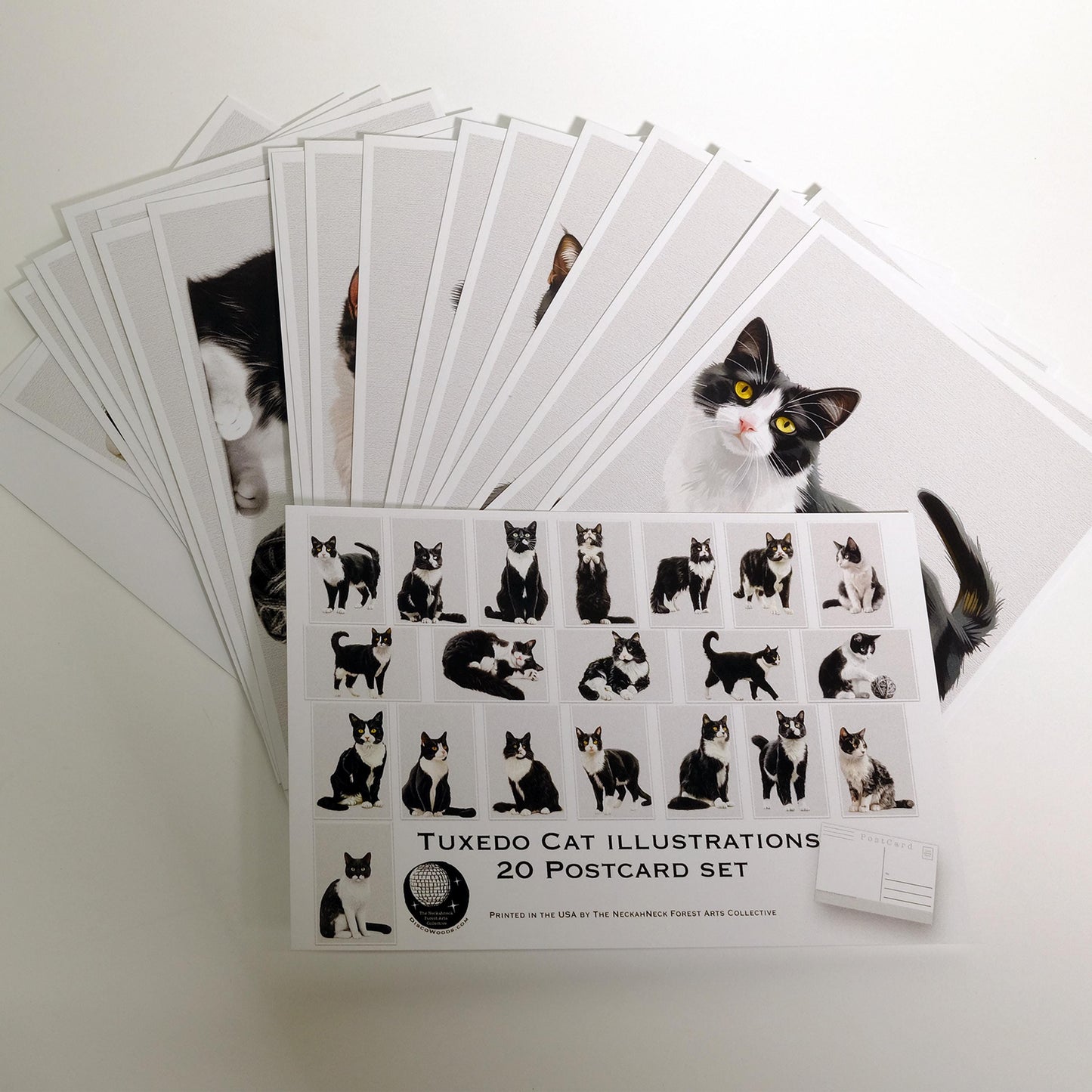 Tuxedo Cat Postcards – Set of 20