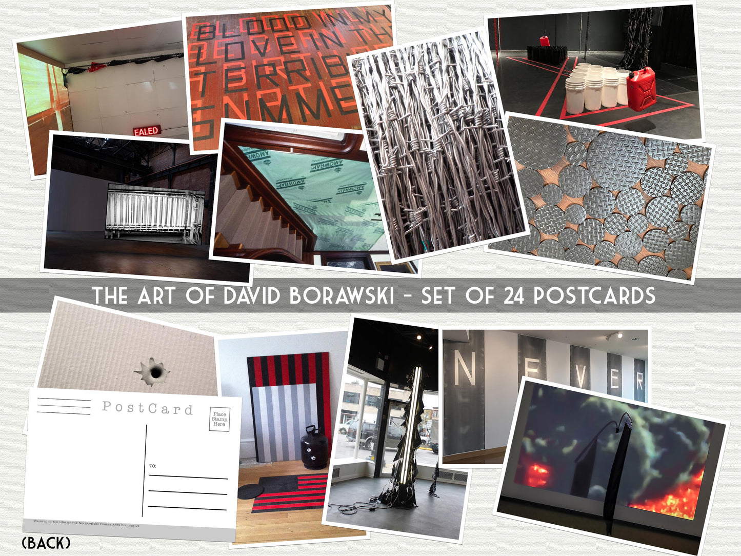 David Borawski - Postcard set - 24 post cards - Contemporary Art - Protest Art - 24 Unique Conceptual Artworks