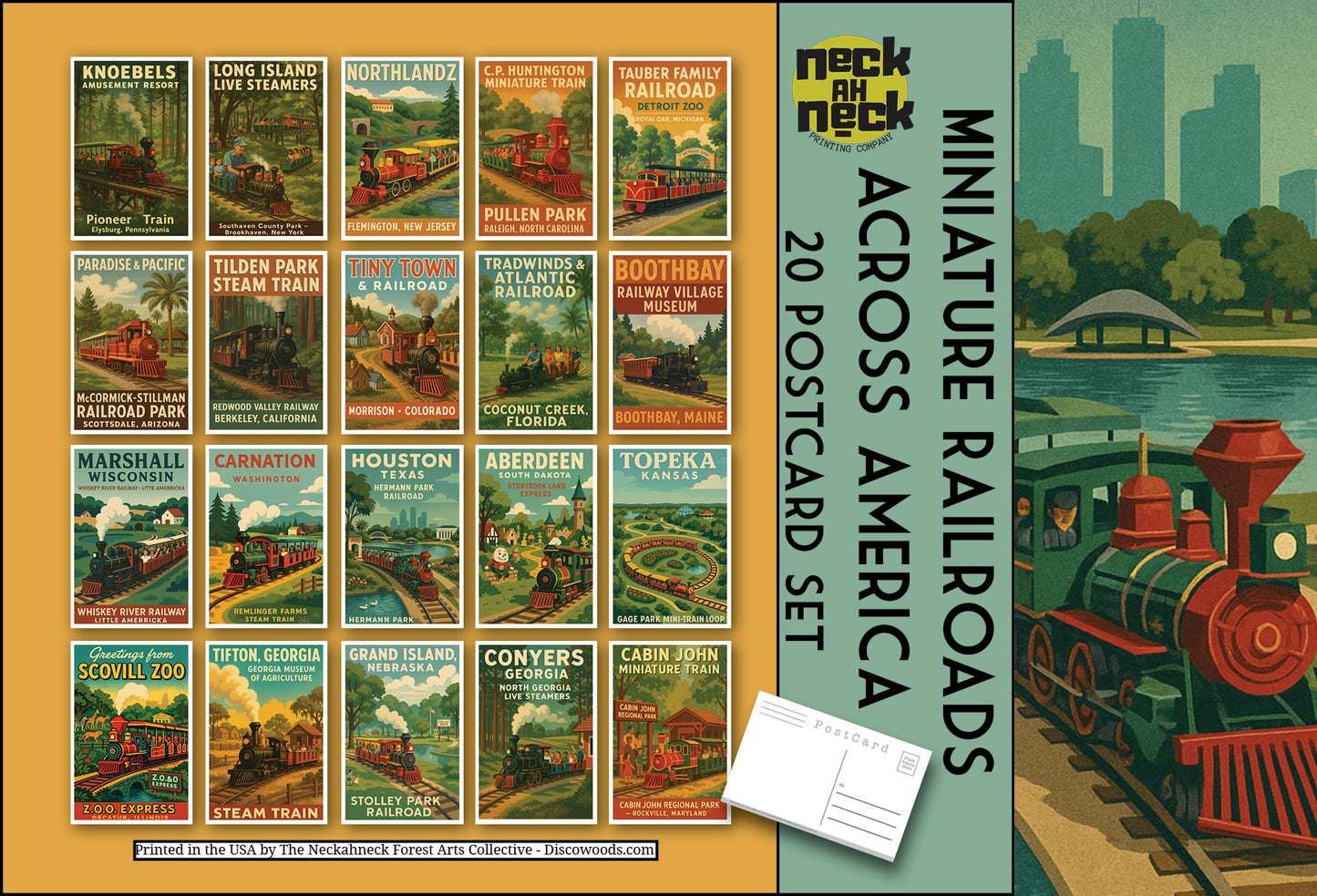 Miniature Railroad Postcards - Set of 20