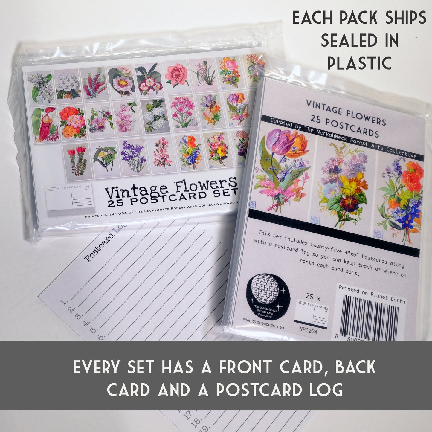 Vintage Flower Postcards - Set of 25