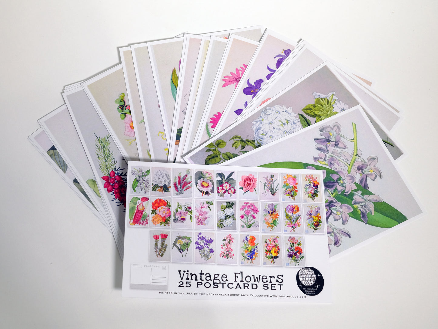 Vintage Flower Postcards - Set of 25