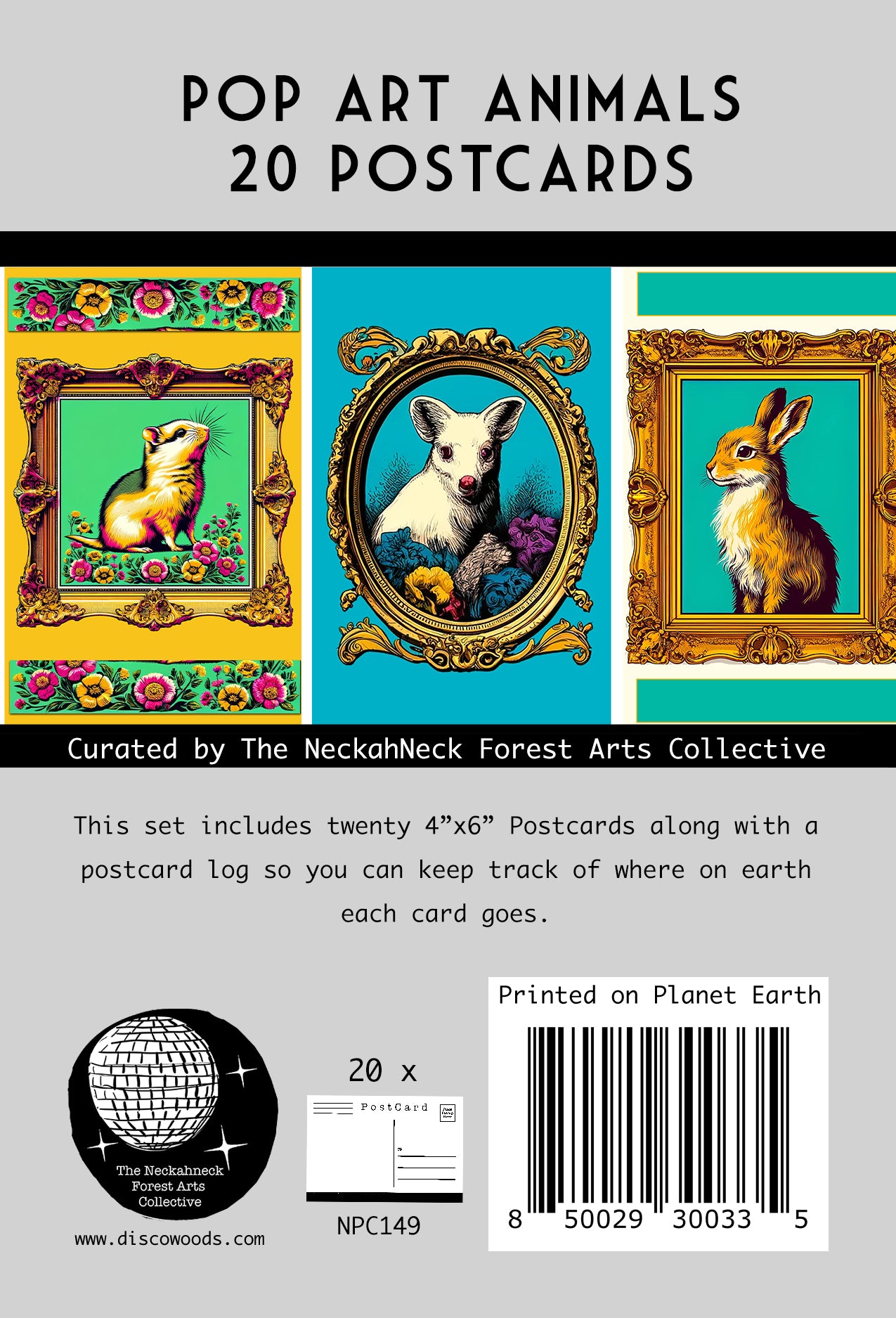 Pop Art Animals Postcards – Set of 20