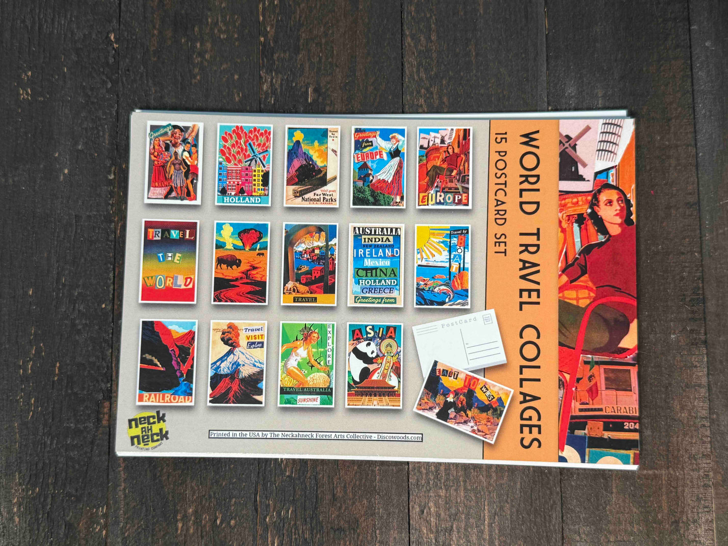 World Travel Collage Postcards - Set of 15