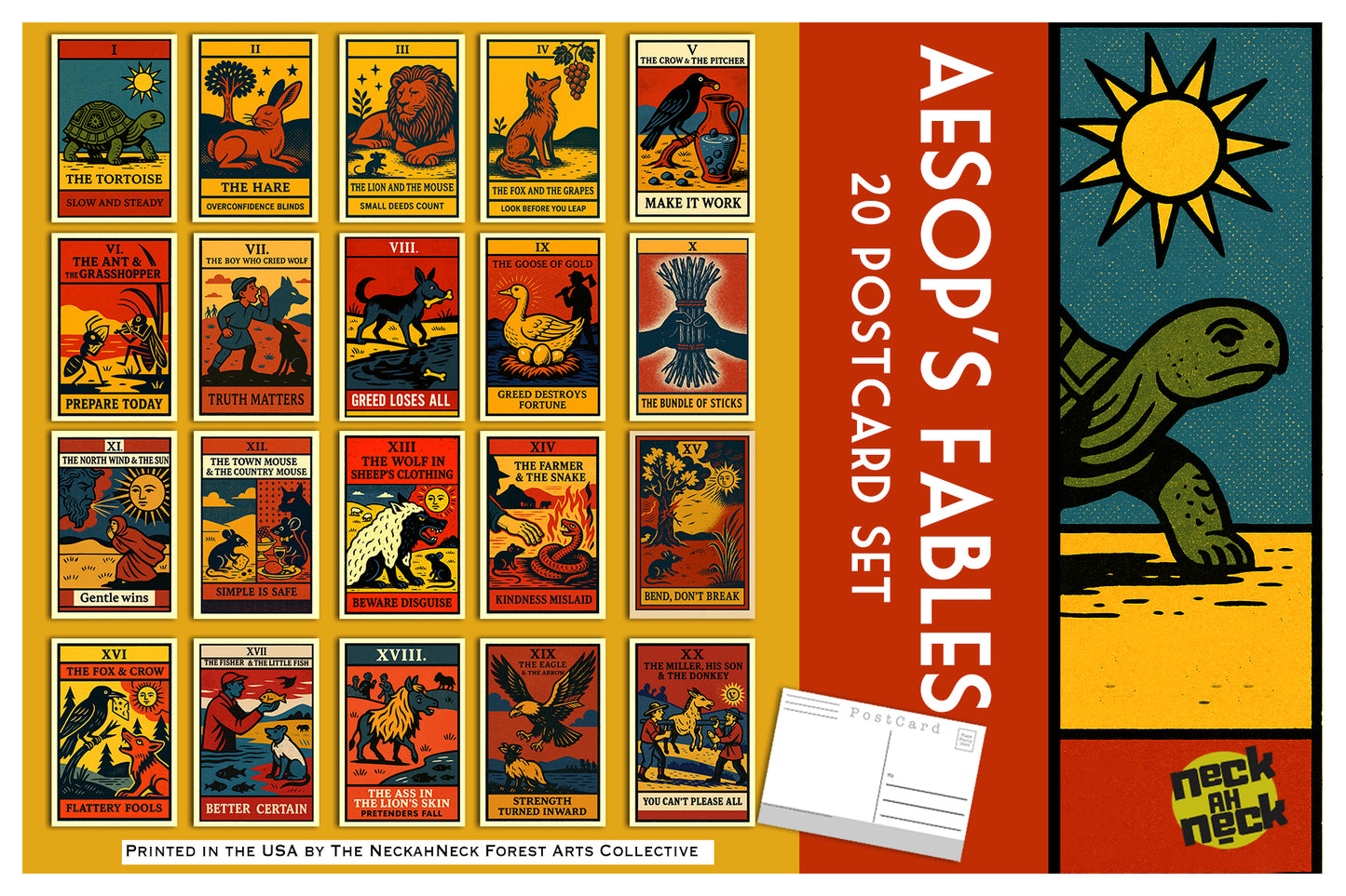 Aesop’s Fables Postcard Set – 20 Vintage Folk Tale Cards