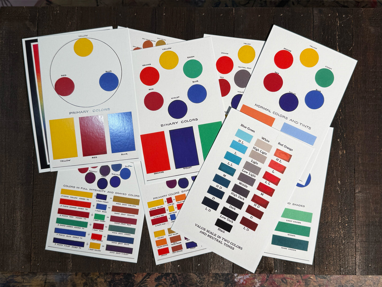Vintage Color Theory Postcards - Set of 10