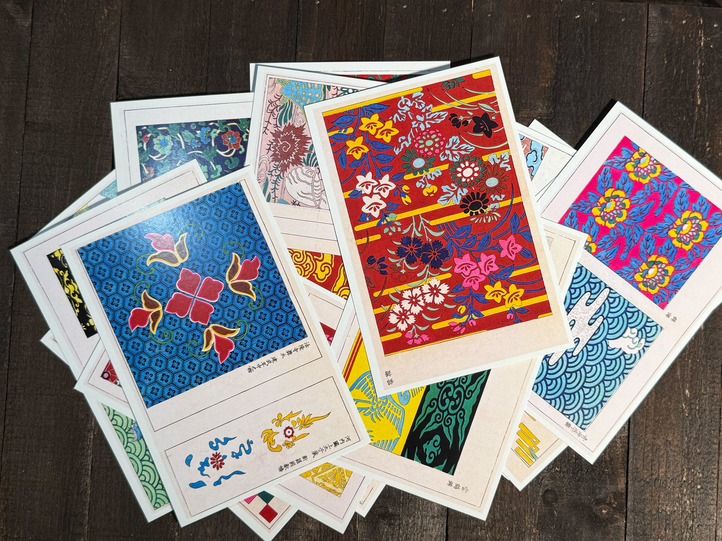 19th-Century Kimono Pattern Design Postcards - Set of 15