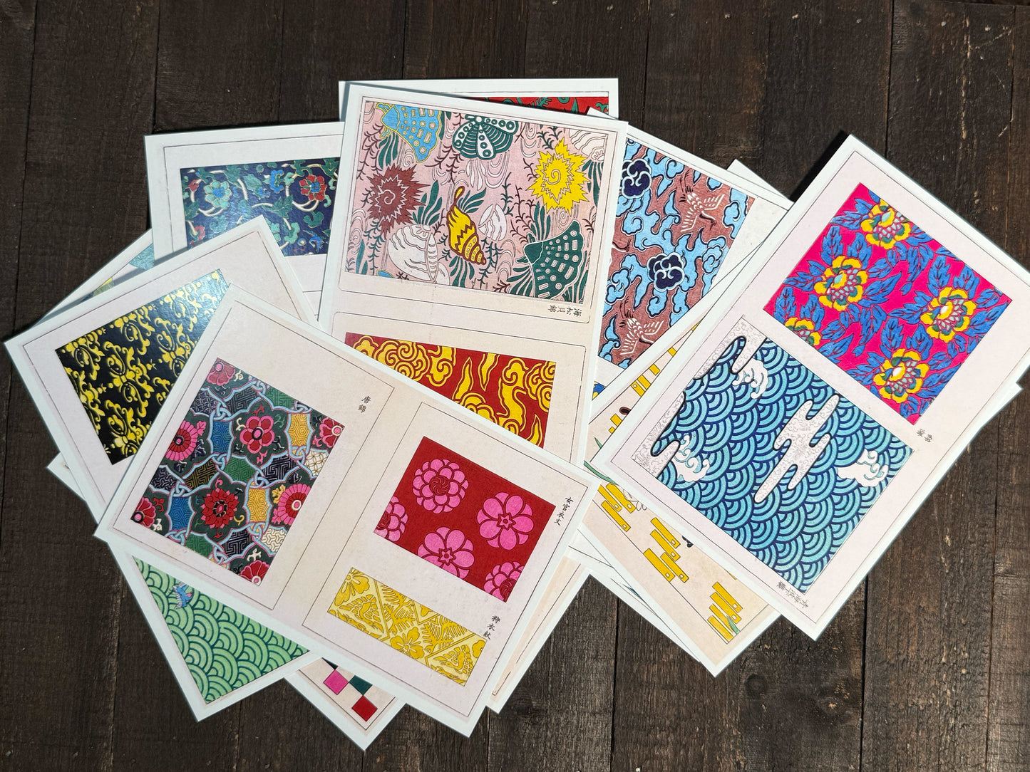 19th-Century Kimono Pattern Design Postcards - Set of 15