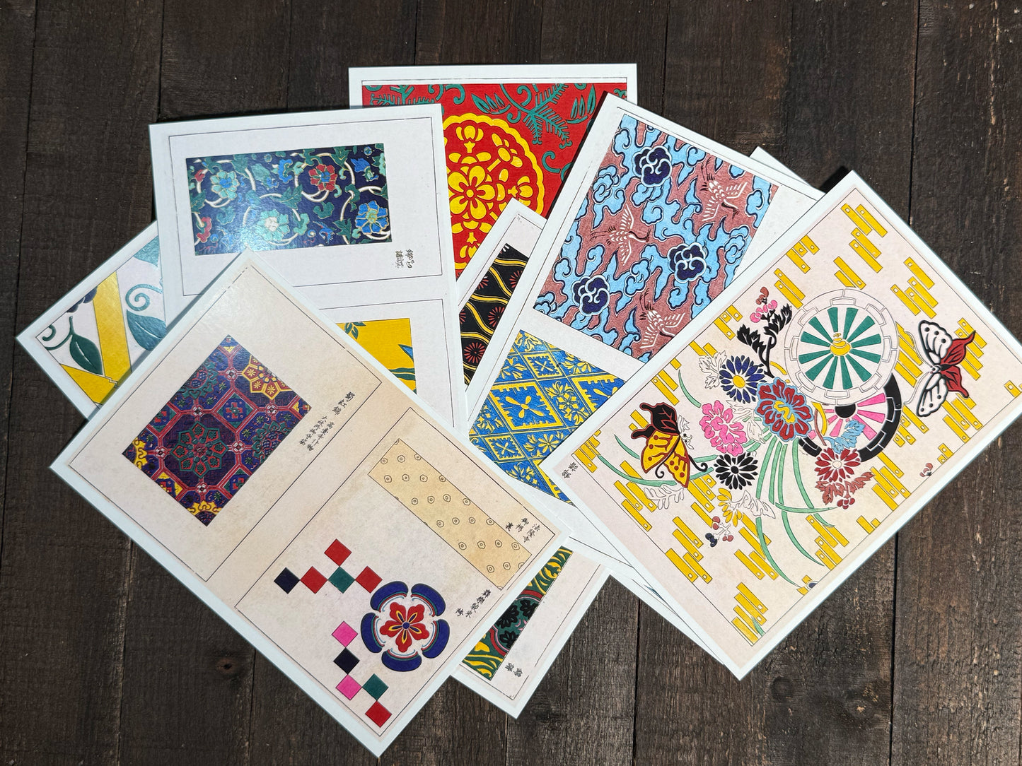 19th-Century Kimono Pattern Design Postcards - Set of 15