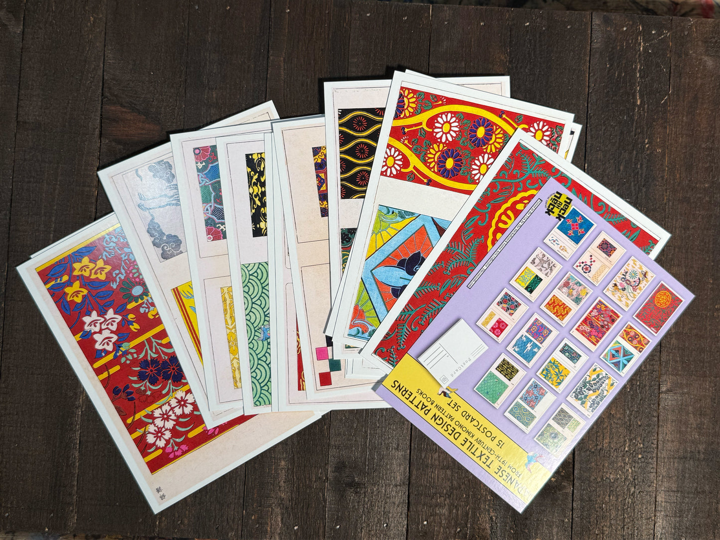 19th-Century Kimono Pattern Design Postcards - Set of 15