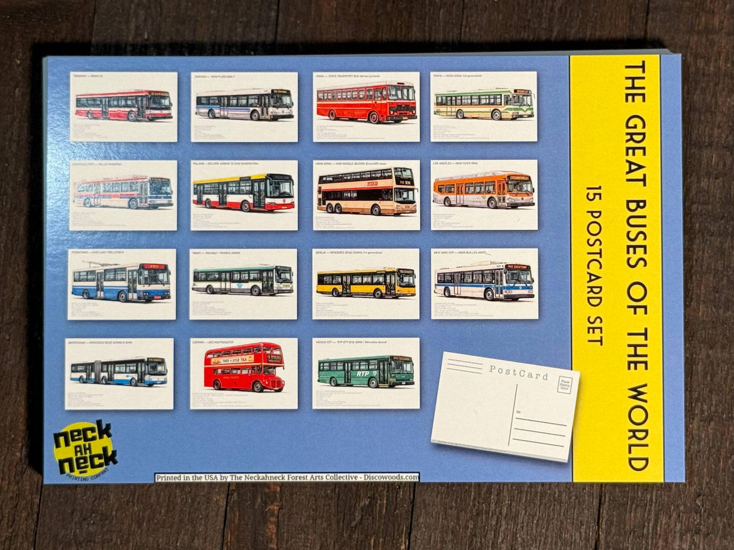 City Buses from Around the World Postcards - Set of 15