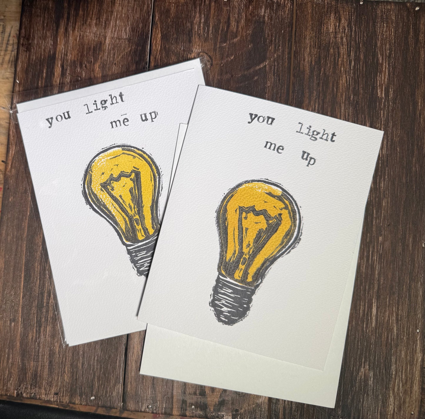 You Light Me Up Hand-Printed Greeting Card