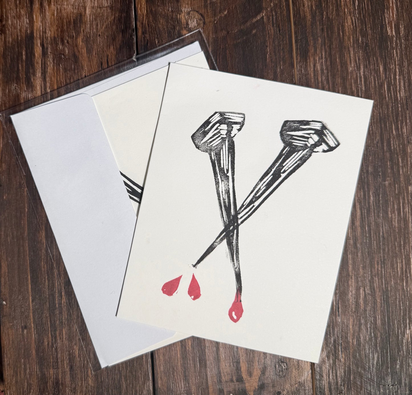Tough As Nails Hand-Printed Greeting Card