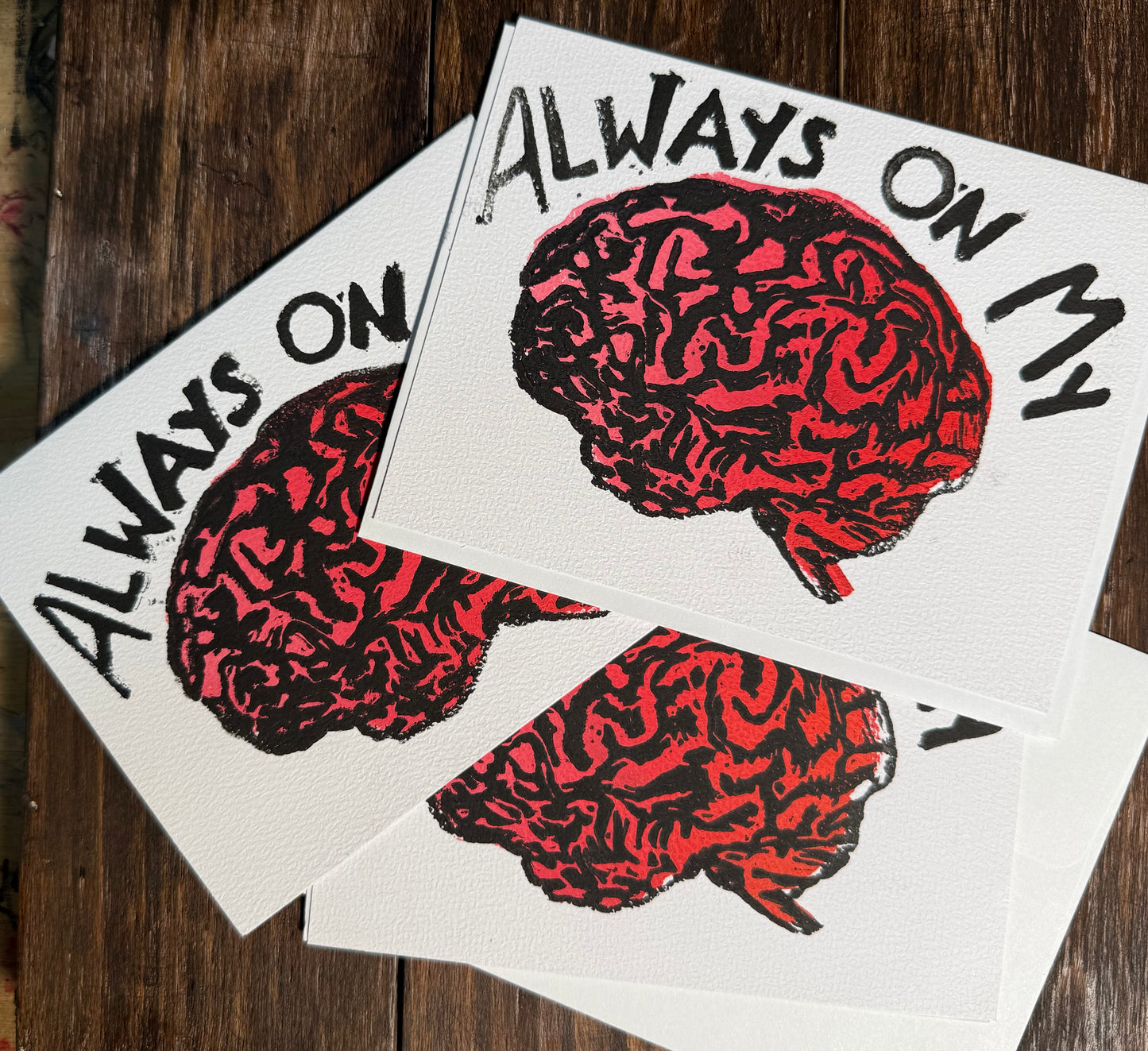Always On My Mind Hand-Printed Greeting Card