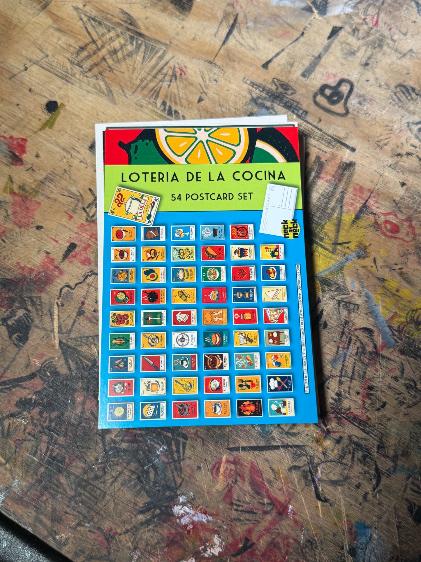 Kitchen Lotería Postcards – 54 Card Set - Latin American Folk Design - unique foodie stationery Prints - Mail Art by Neckahneck
