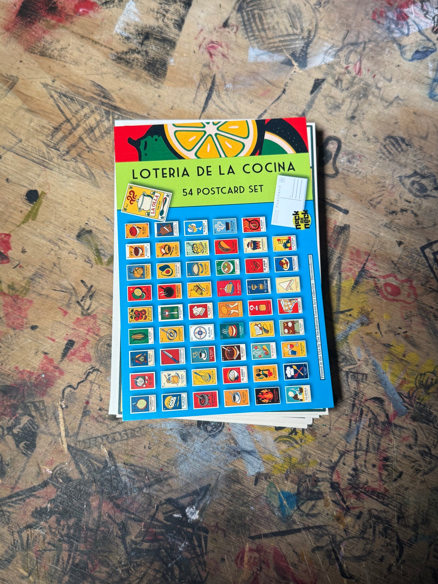 Kitchen Lotería Postcards – 54 Card Set - Latin American Folk Design - unique foodie stationery Prints - Mail Art by Neckahneck