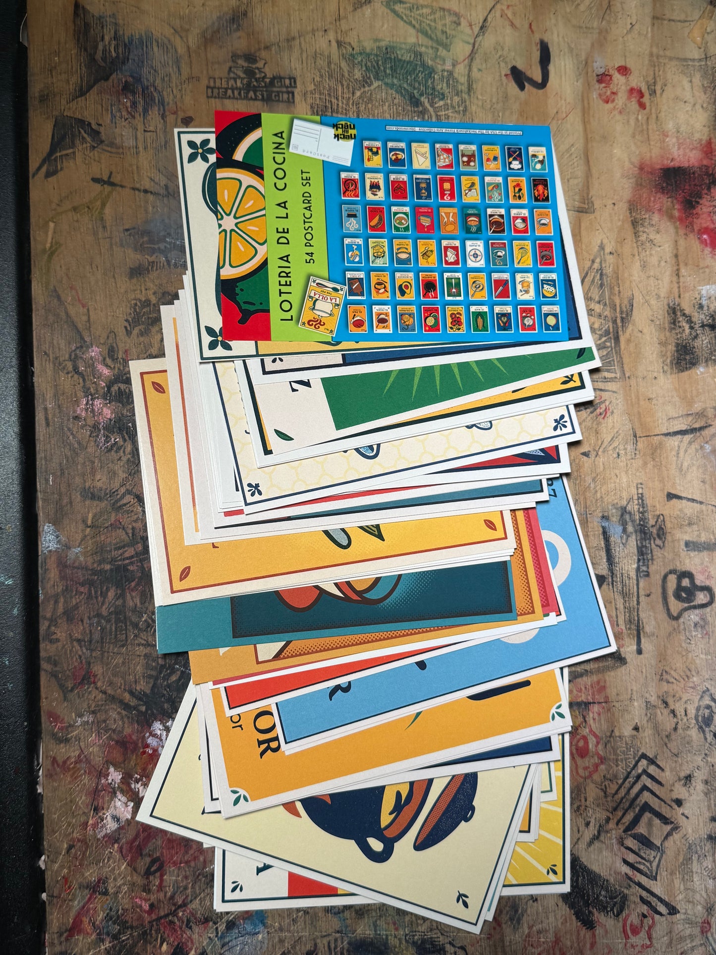 Kitchen Lotería Postcards – 54 Card Set - Latin American Folk Design - unique foodie stationery Prints - Mail Art by Neckahneck