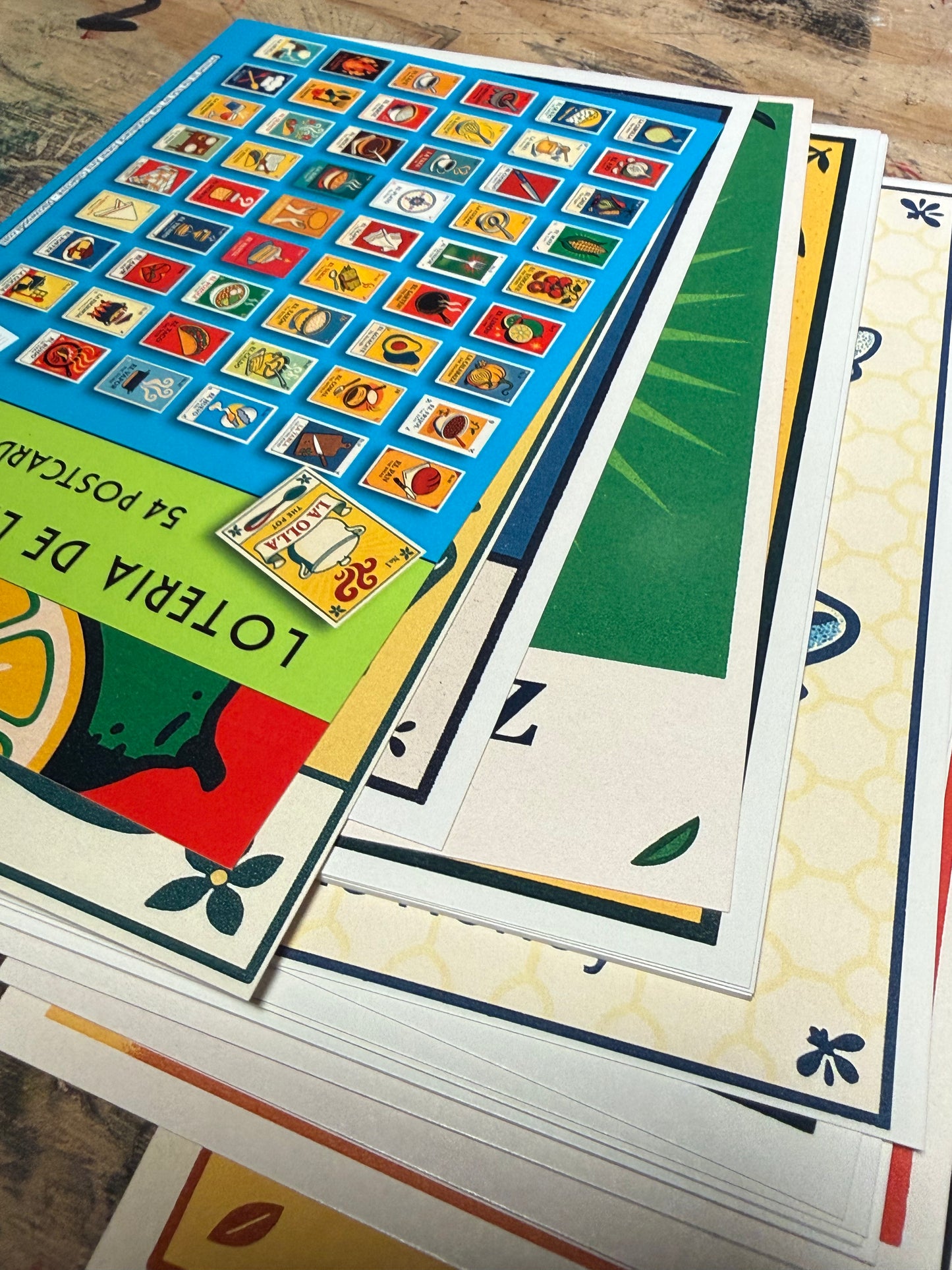 Kitchen Lotería Postcards – 54 Card Set - Latin American Folk Design - unique foodie stationery Prints - Mail Art by Neckahneck
