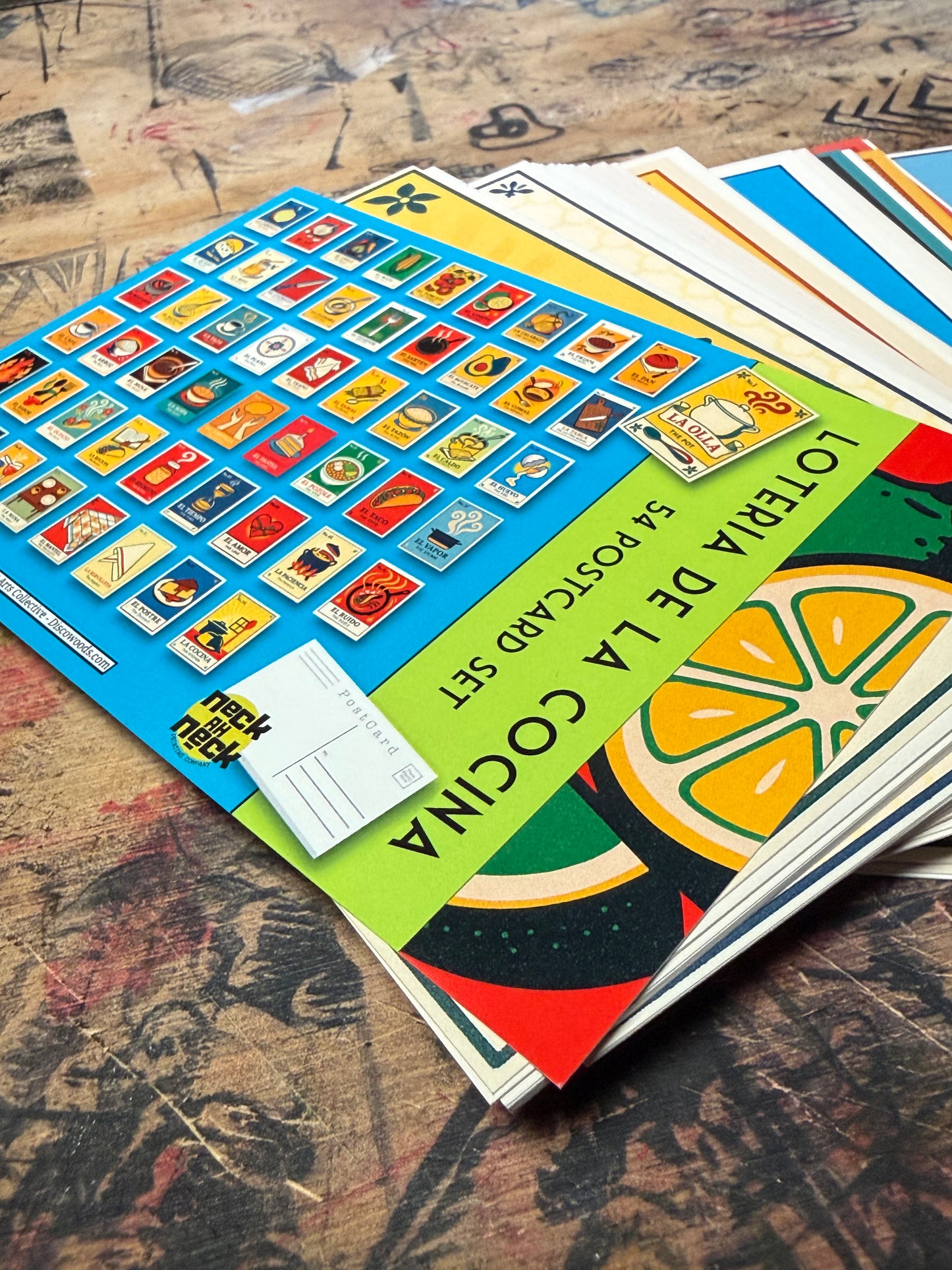 Kitchen Lotería Postcards – 54 Card Set - Latin American Folk Design - unique foodie stationery Prints - Mail Art by Neckahneck