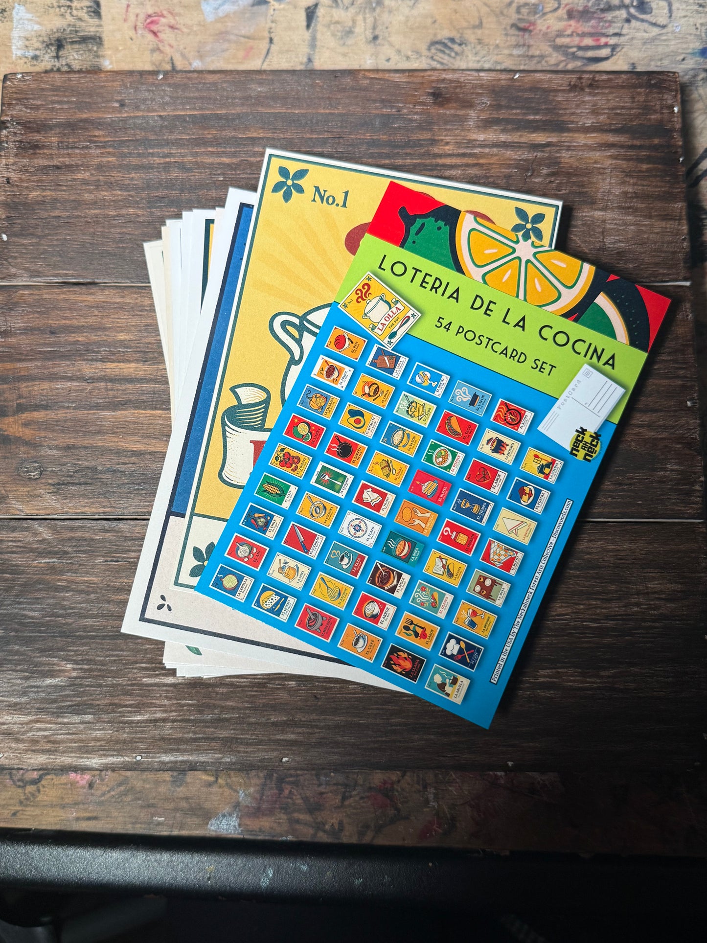 Kitchen Lotería Postcards – 54 Card Set - Latin American Folk Design - unique foodie stationery Prints - Mail Art by Neckahneck