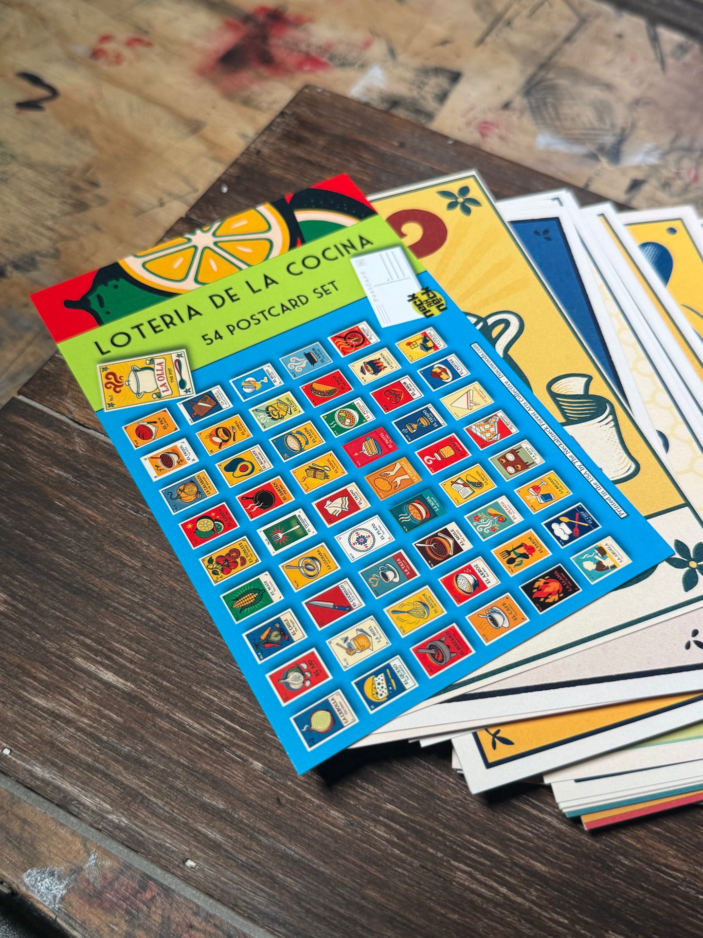 Kitchen Lotería Postcards – 54 Card Set - Latin American Folk Design - unique foodie stationery Prints - Mail Art by Neckahneck