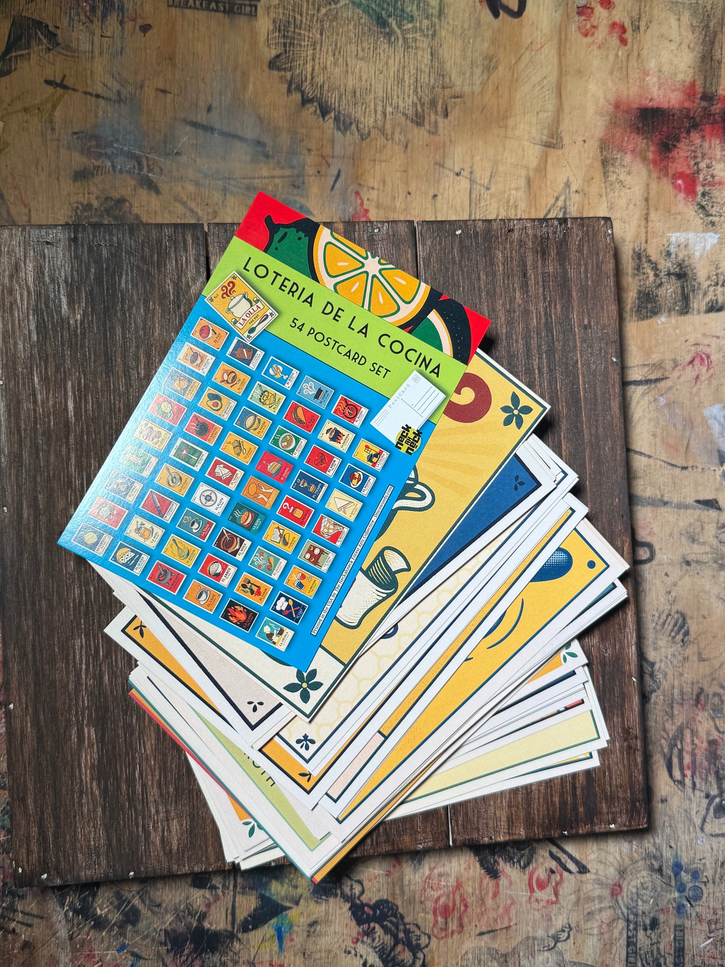 Kitchen Lotería Postcards – 54 Card Set - Latin American Folk Design - unique foodie stationery Prints - Mail Art by Neckahneck
