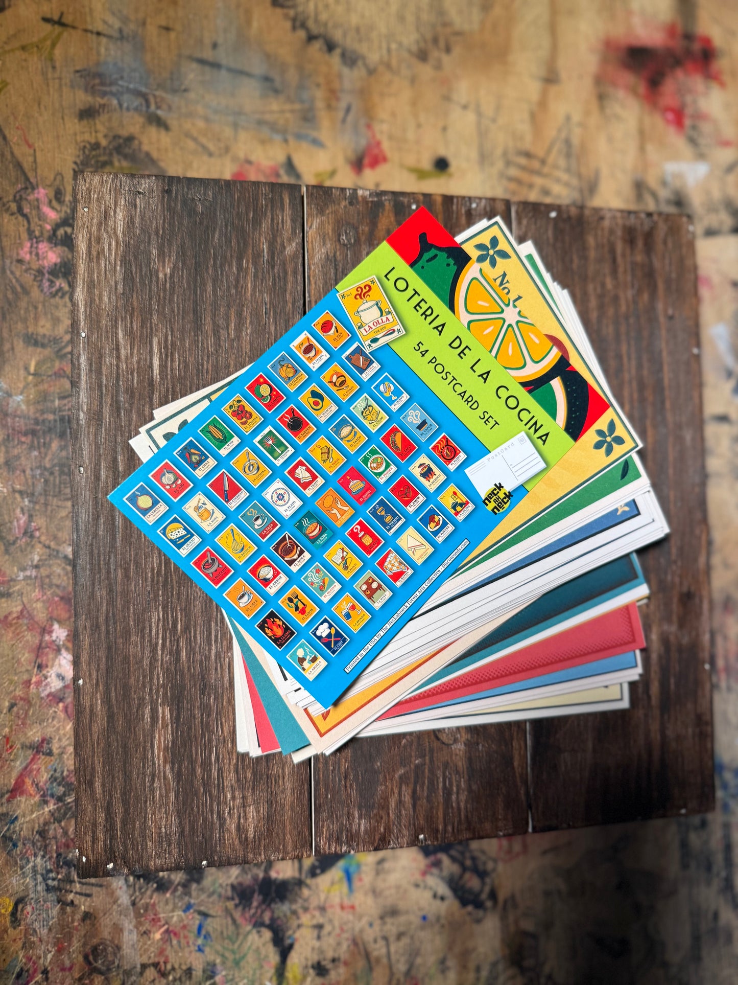 Kitchen Lotería Postcards – 54 Card Set - Latin American Folk Design - unique foodie stationery Prints - Mail Art by Neckahneck