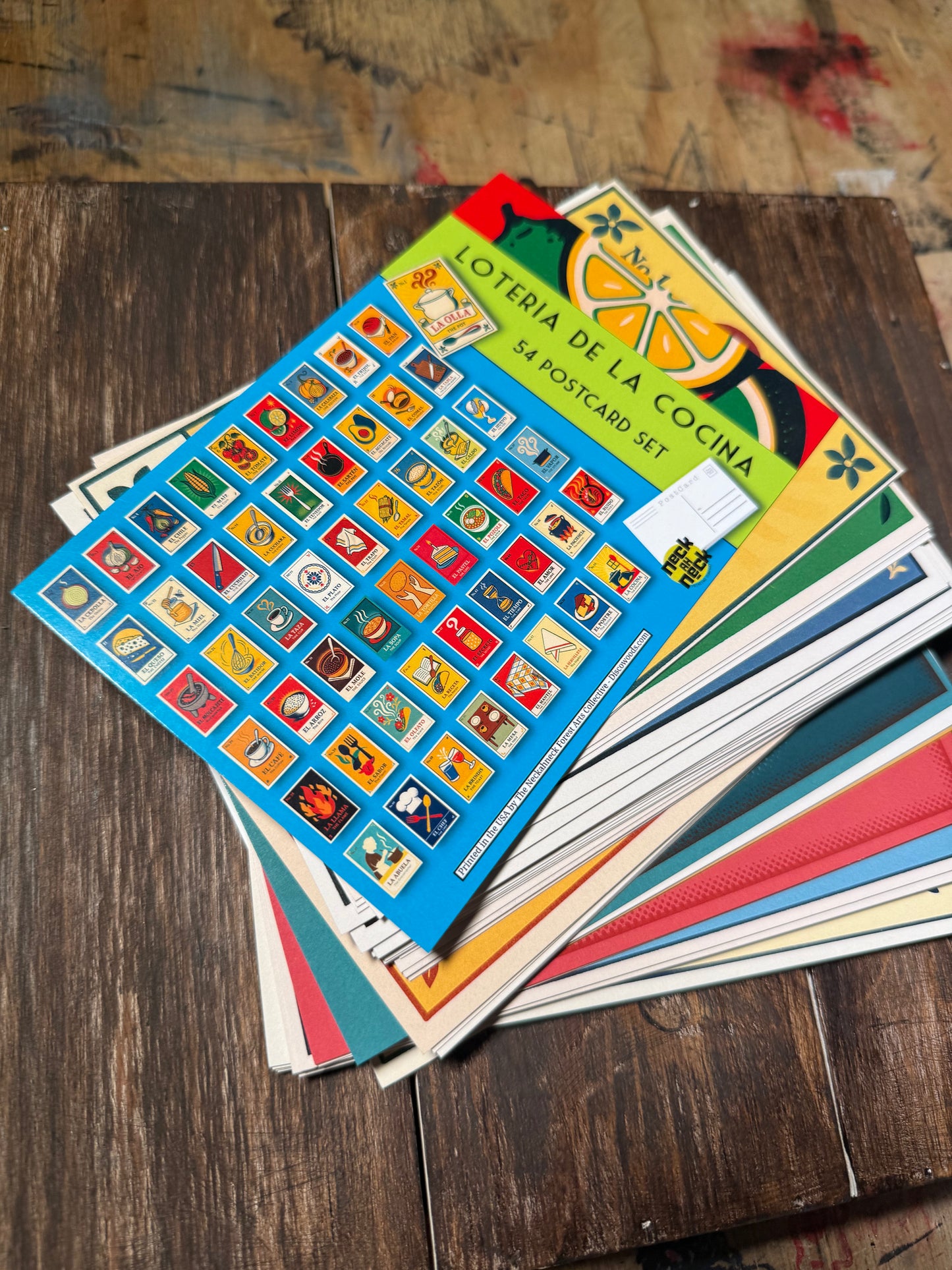 Kitchen Lotería Postcards – 54 Card Set - Latin American Folk Design - unique foodie stationery Prints - Mail Art by Neckahneck