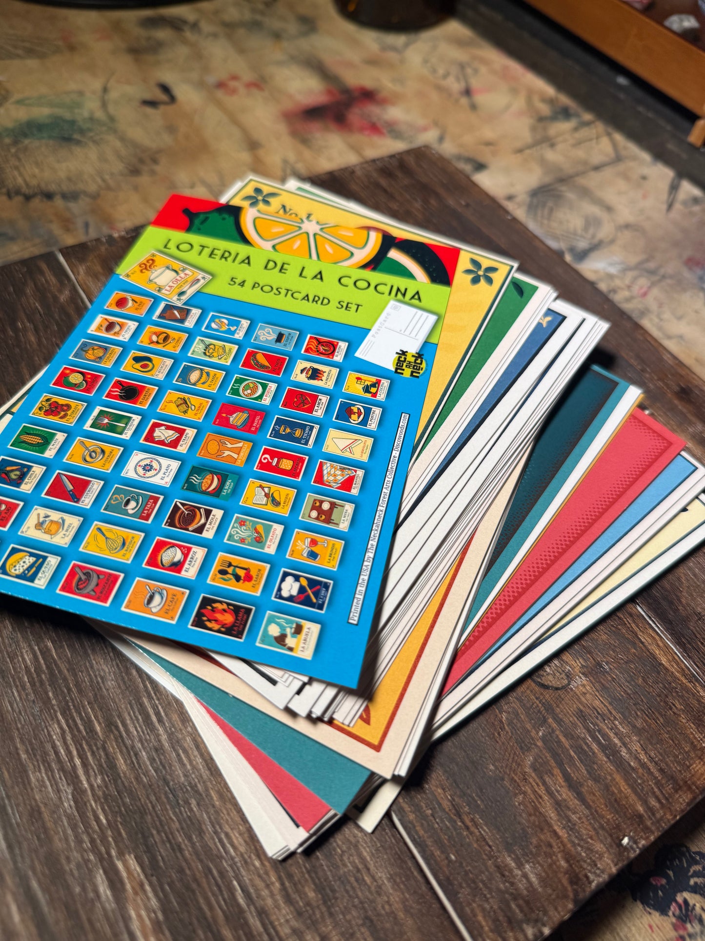 Kitchen Lotería Postcards – 54 Card Set - Latin American Folk Design - unique foodie stationery Prints - Mail Art by Neckahneck