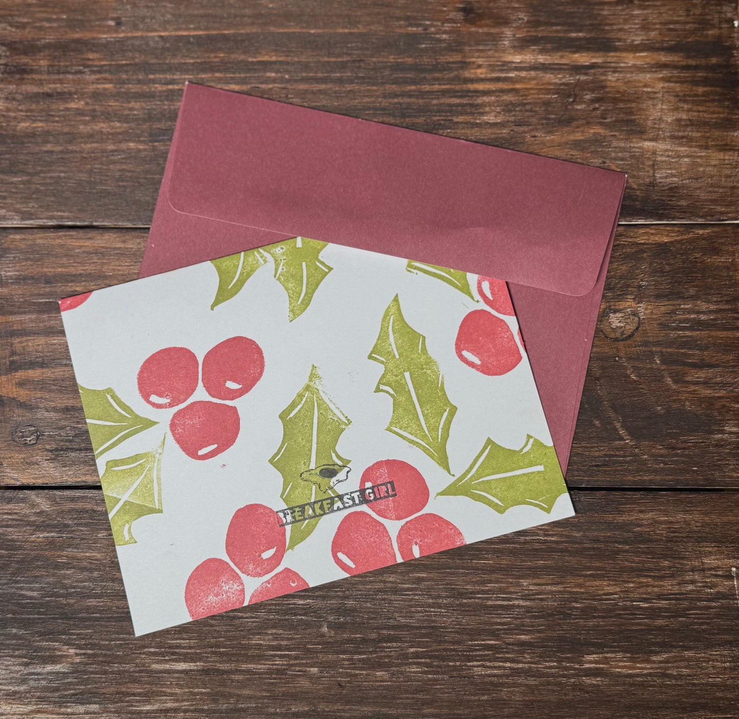 Merry Christmas Hand-Printed Greeting Card