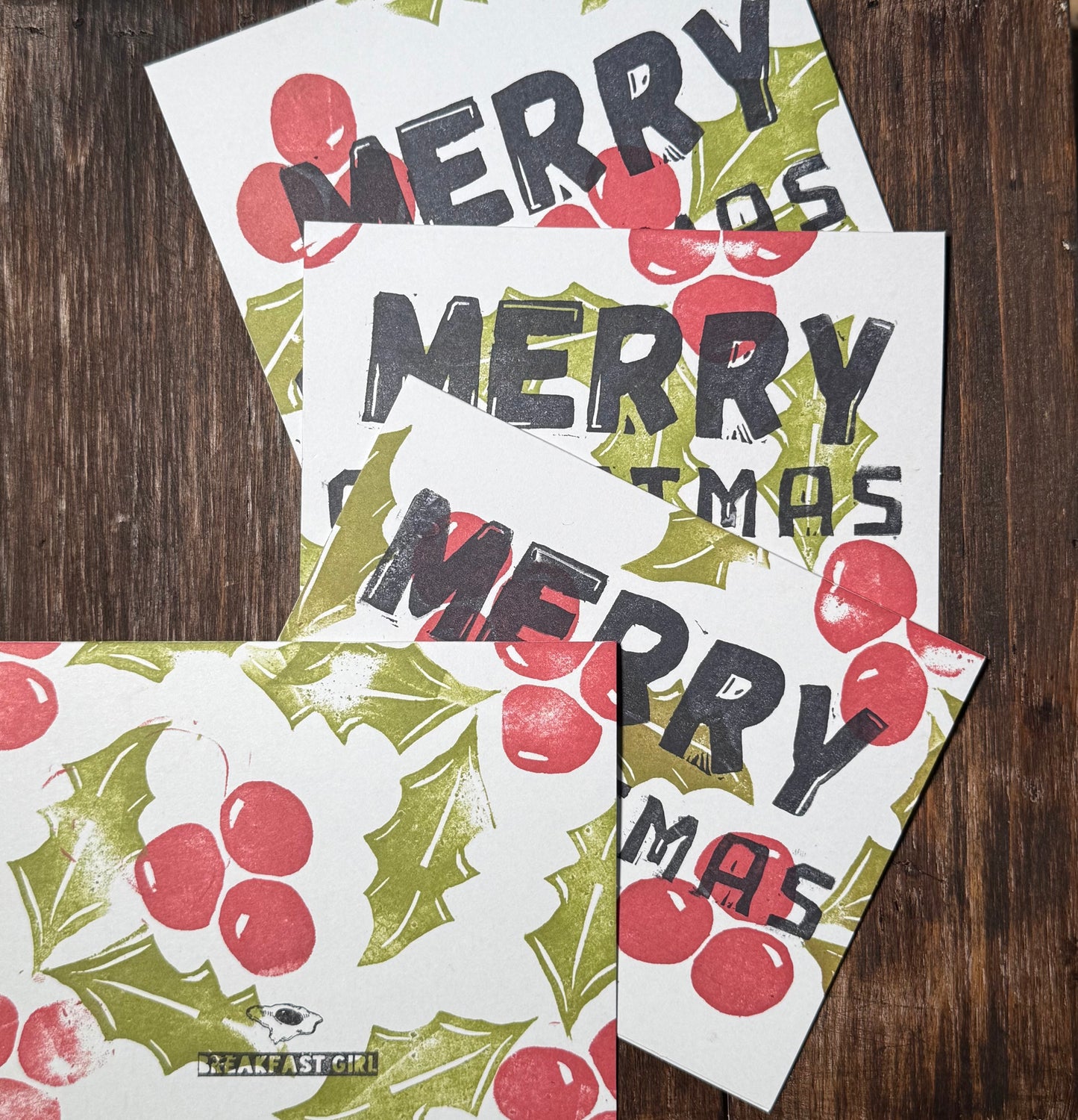Merry Christmas Hand-Printed Greeting Card