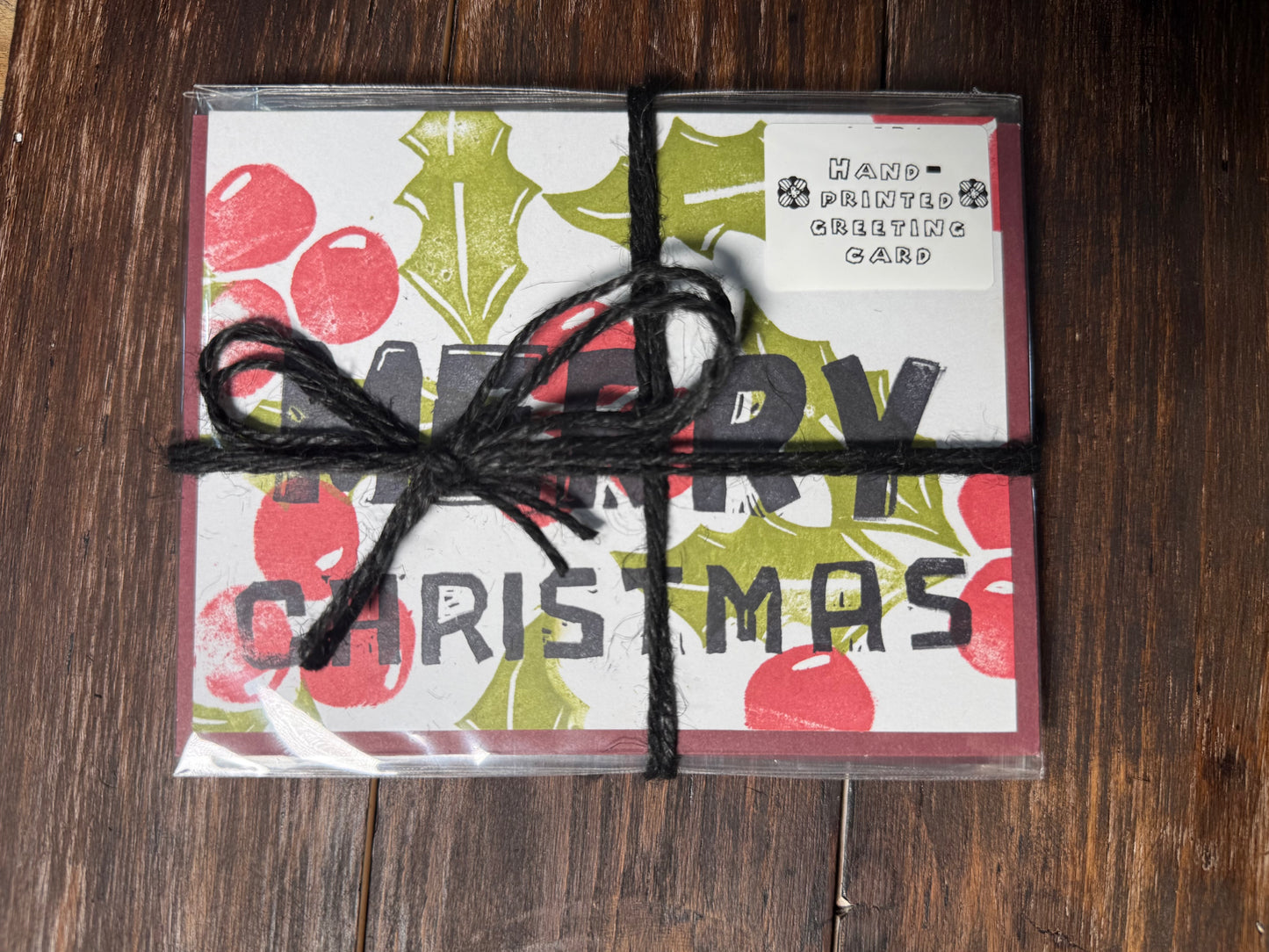 Merry Christmas Hand-Printed Greeting Card
