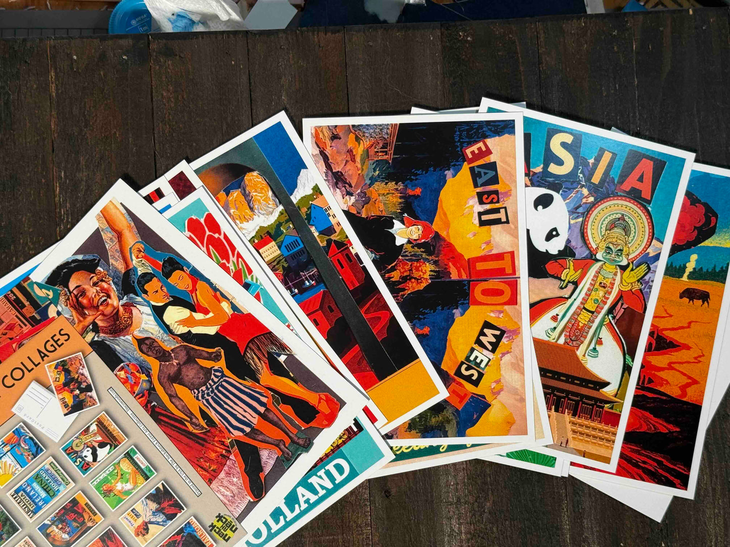 World Travel Collage Postcards - Set of 15