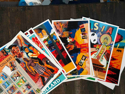 World Travel Collage Postcards - Set of 15