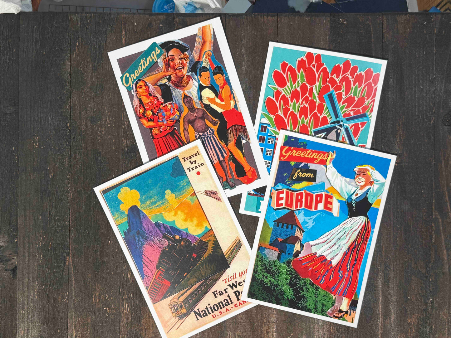 World Travel Collage Postcards - Set of 15
