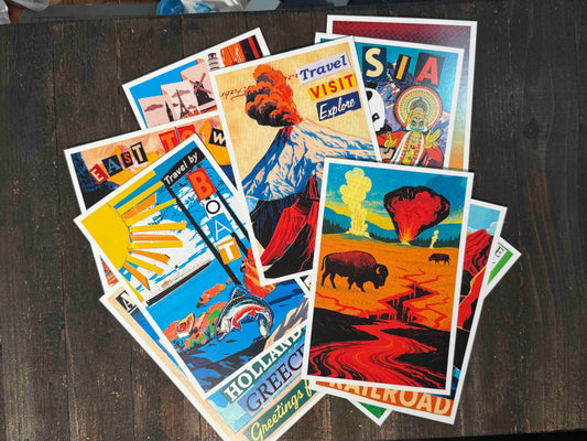 World Travel Collage Postcards - Set of 15
