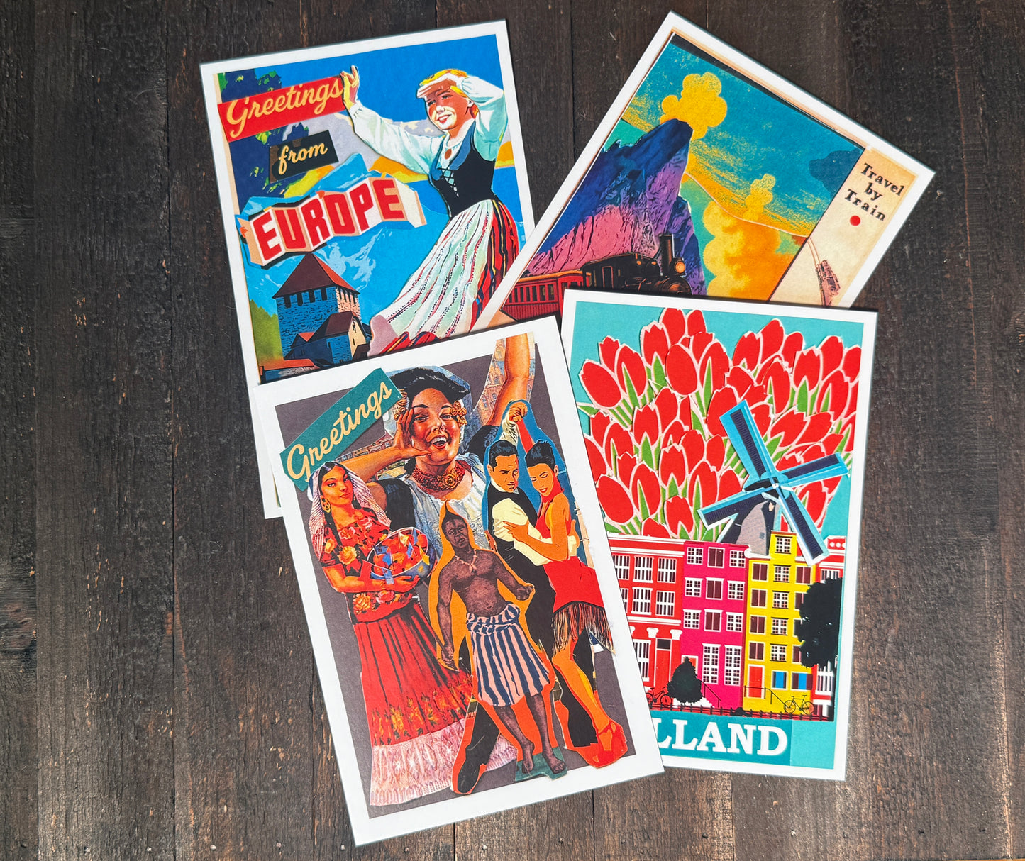 World Travel Collage Postcards - Set of 15